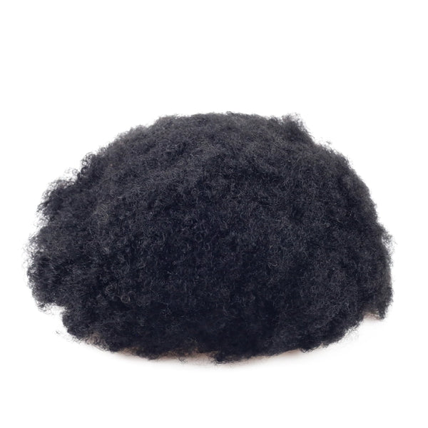 Afro-Freedom| 4mm Wave Afro Toupee Hair Unit Black Mens Curly 100% human hair System